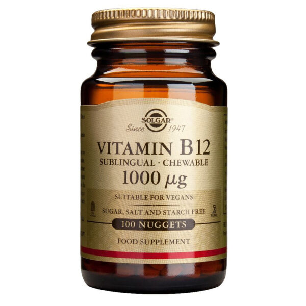 Solgar Vitamin B12 1000 μg Βιταμίνη B12 για την Ομαλή Λειτουργία του Νευρικού Συστήματος, 100 Μασώμενα Δισκία