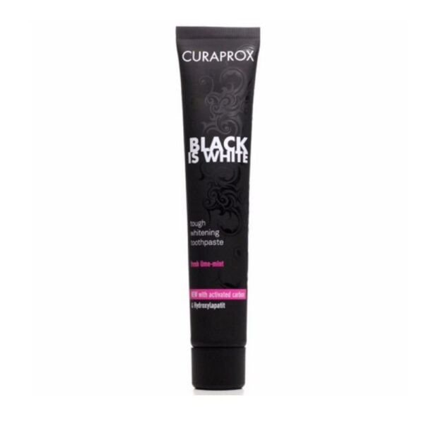Curaprox Black is White Tough Whitening Toothpaste Λευκαντική Οδοντόκρεμα, με γεύση λεμόνι - μέντα, 90ml