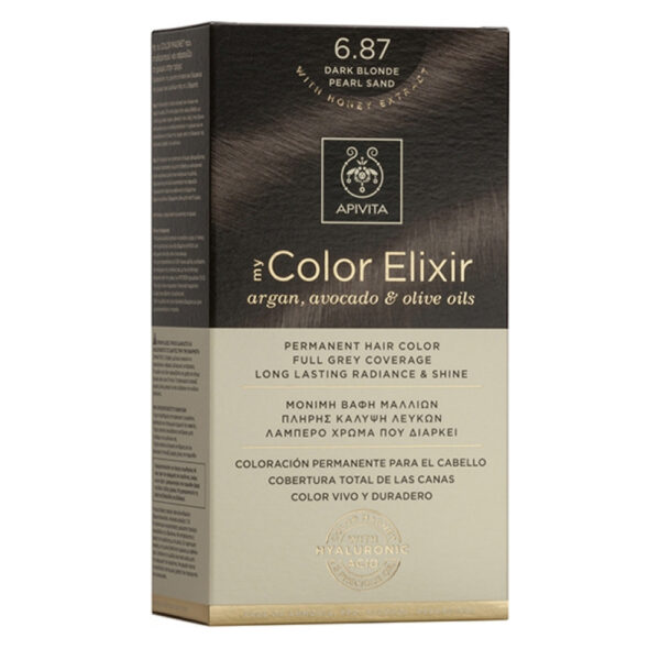 Apivita My Color Elixir Μόνιμη Βαφή Μαλλιών No 6.87 Ξανθό Σκούρο Περλέ Μπεζ, 1 τεμάχιο