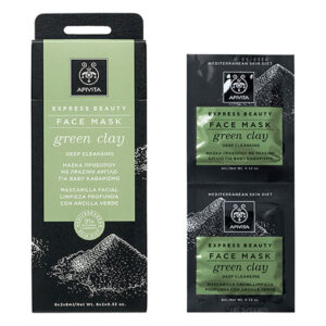 Apivita Express Beauty Face Mask Green Clay, Μάσκα Για Βαθύ Καθαρισμό Προσώπου Με Πράσινη Άργιλο, 2x8ml