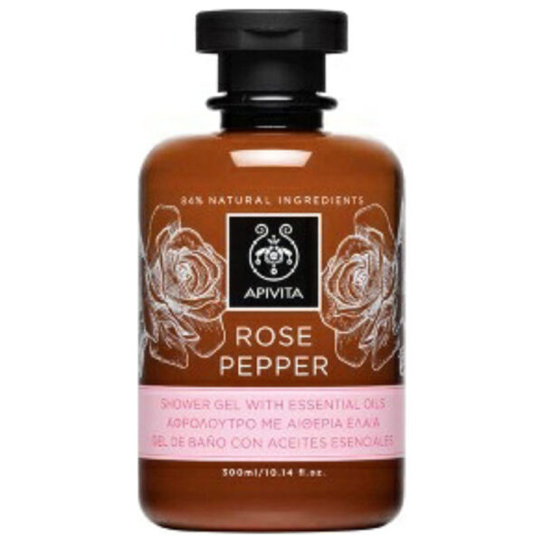 Apivita Rose Pepper Αφρόλουτρο Ενυδατικό με Τριαντάφυλλο & Μαύρο Πιπέρι, 300ml