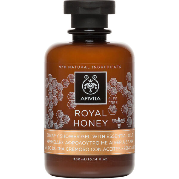 Apivita Royal Honey Shower Gel με Essential Oils Κρεμώδες Αφρόλουτρο με Αιθέρια Έλαια & Μέλι, 250ml