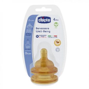 Chicco Physiological 4m+ Θηλή από Φυσικό Καουτσούκ, Γρήγορη Ροή, 2 τεμάχια