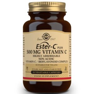 Solgar Ester C 500mg Συμπλήρωμα Διατροφής  Βιταμίνη C για Ενίσχυση του Ανοσοποιητικού που Απορροφάται 4 Φορές  Περισσότερο, 50veg.caps