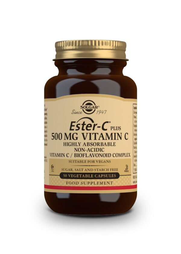 Solgar Ester C 500mg Συμπλήρωμα Διατροφής  Βιταμίνη C για Ενίσχυση του Ανοσοποιητικού που Απορροφάται 4 Φορές  Περισσότερο, 50veg.caps