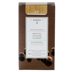Korres Argan Oil Advanced Colorant 8.7 Καραμέλα Μόνιμη Βαφή Μαλλιών με Τεχνολογία Pigment Lock που  κλειδώνει το Χρώμα, 50ml