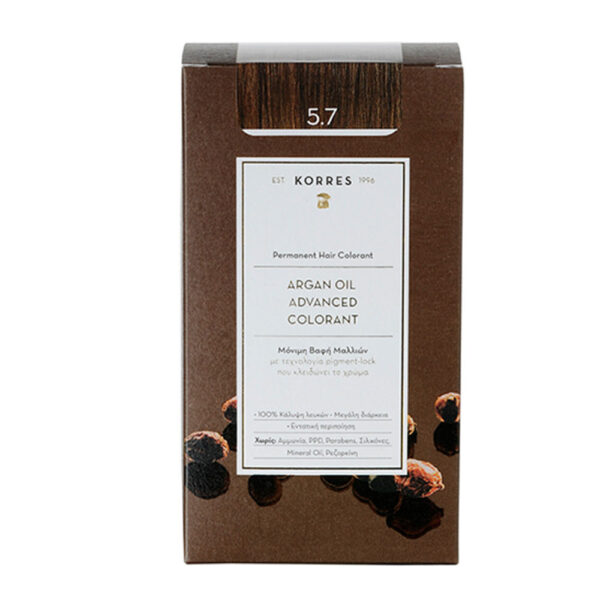 Korres Argan Oil Advanced Colorant 5.7  Σοκολατί Μόνιμη Βαφή Μαλλιών με Τεχνολογία Pigment Lock που κλειδώνει το  Χρώμα, 50ml