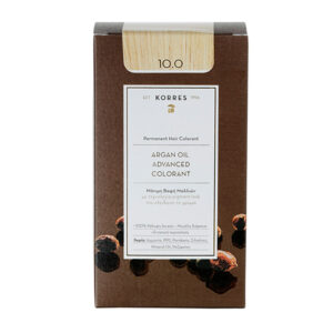 Korres Argan Oil Advanced Colorant 10.0 Ξανθό Πλατίνας Μόνιμη Βαφή Μαλλιών με Τεχνολογία Pigment Lock  που κλειδώνει το Χρώμα, 50ml