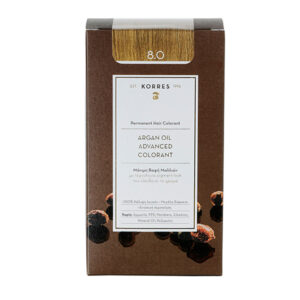 Korres Argan Oil Advanced Colorant 8.0 Ξανθό Ανοιχτό Μόνιμη Βαφή Μαλλιών με Τεχνολογία Pigment Lock που κλειδώνει το  Χρώμα, 50ml