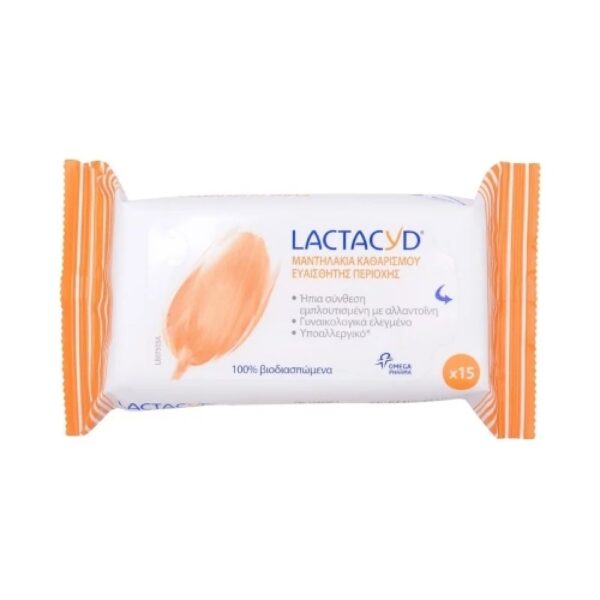 Lactacyd Intimate Wipes 15τεμ, Υγρά Μαντηλάκια καθαρισμού για την Ευαίσθητη Περιοχή