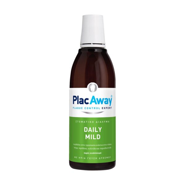 Plac Away Daily Care Στοματικό Διάλυμα Mild 500ml, Στοματικό Διάλυμα Καθημερινής Χρήσης Ήπιας Γευσης