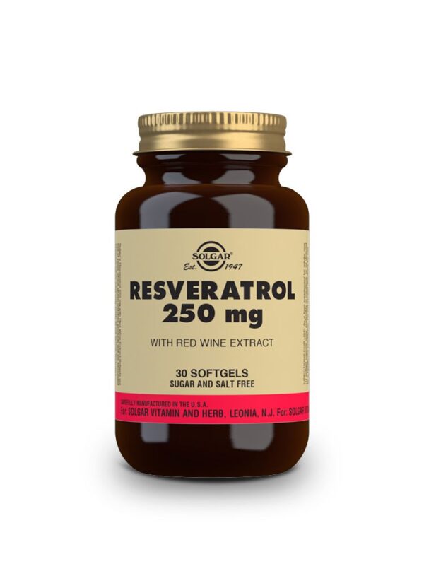 Solgar Resveratrol 250mg, με Αντιοξειδωτική Δράση που Συμβάλλει στην Αντιμετώπιση της Γήρανσης - και της Καλής Υγείας του Καρδιαγγειακού Συστήματος, 30softgels