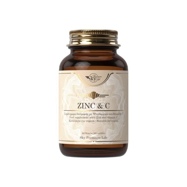 Sky Premium Life Zinc & Vitamin C, για Τόνωση Ανοσοποιητικού Συστήματος, Μείωση της Κούρασης, Υγεία Οστών, Μυών & Δοντιών, 60tabs