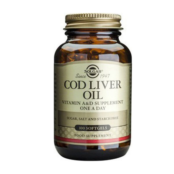 Solgar Cod Liver Oil Συμπλήρωμα Διατροφής Μουρουνέλαιο με Βιταμίνες Α & D Ιδανικό για την Καλή Λειτουργία του  Καρδιαγγειακού & Ανοσοποιητικού Συστήματος, 100 softgels