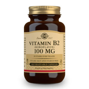 Solgar Vitamin B2 100mg. Καταπραΰνει την Κόπωση των Ματιών & την Γενική Αίσθηση Κούρασης, 100veg. caps