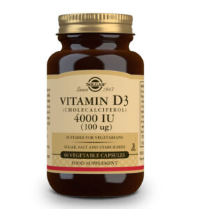 Solgar Vitamin D3 4000 IU (100μg) Συμπλήρωμα  Διατροφής Βιταμίνης D3, Ιδανικό για την Υγεία των Οστών & των Αρθρώσεων, 60veg. caps