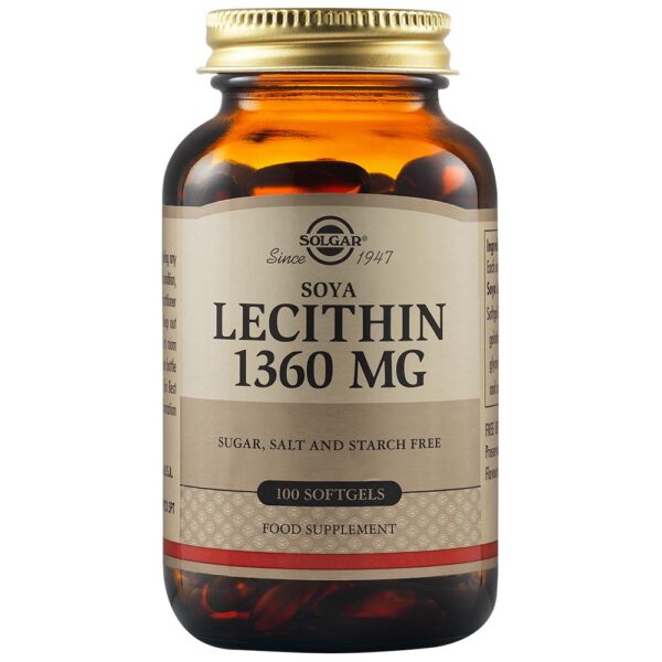 Solgar Lecithin Συμπλήρωμα διατροφής 1360mg, 100Softgels.
