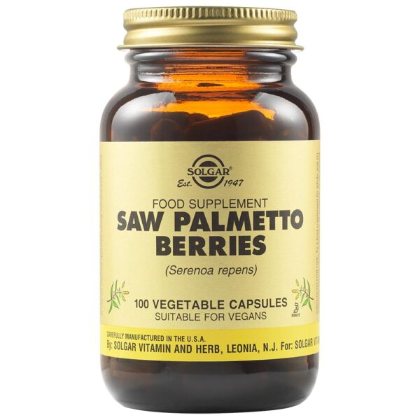 Solgar Saw Palmetto Berries 520mg, 100 Vegetable Capsules. Δρα σαν τονωτικό του ανδρικού ουροποιητικού & αναπαραγωγικού συστήματος