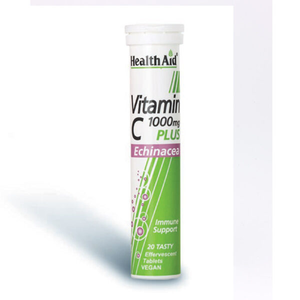 Health Aid Vitamin C 1000mg Plus Echinacea 20 αναβράζουσες ταμπλέτες Λεμόνι