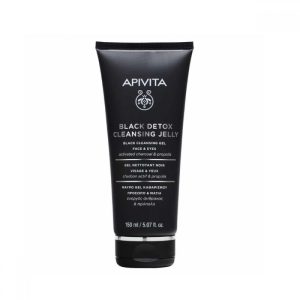 Apivita Cleansing Black Detox Cleansing Jelly Μαύρο Gel Καθαρισμού Ενεργός Άνθρακας & Προπόλη για Πρόσωπο & Μάτια, 150ml
