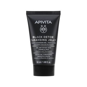 Apivita Cleansing Black Detox Cleansing Jelly Μαύρο Gel Καθαρισμού Ενεργός Άνθρακας & Προπόλη για Πρόσωπο & Μάτια, 50ml