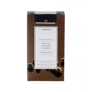 Korres Argan Oil Advanced Colorant 2.1  Μαύρο Μπλε Μόνιμη Βαφή Μαλλιών με Τεχνολογία Pigment Lock που  κλειδώνει το Χρώμα, 50ml