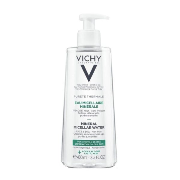 Vichy Purete Thermale Mineral Micellar Water Νερό Micellaire με Μεταλλικά Στοιχεία για Πρόσωπο & Μάτια για Λιπαρές/Μικτές Επιδερμίδες, 400ml