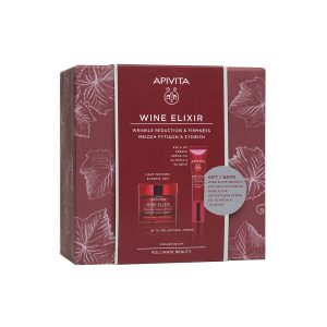 Apivita Wine Elixir Πακέτο Προσφοράς με Αντιγηραντική Κρέμα Ελαφριάς Υφής, 50ml & Δώρο Αντιρυτιδική Κρέμα Ματιών & Χειλιών, 15ml