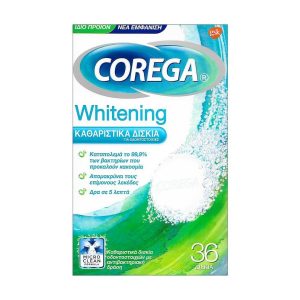Corega Whitening, Καθαριστικά Δισκία Οδοντοστοιχιών, 36tabs
