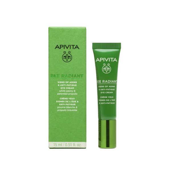 Apivita Bee Radiant Signs of Aging & Anti-Fatigue Eye Cream White Peony & Patented Propolis Αντιγηραντική & Αναζωογονητική Kρέμα Ματιών, 15ml