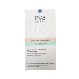 Intermed Eva Intima Maxi Size Towelettes 12pcs, Πανάκια Καθαρισμού & Απόσμησης της Ευαίσθητης Περιοχής σε Ατομική Συσκευασία 12τεμ