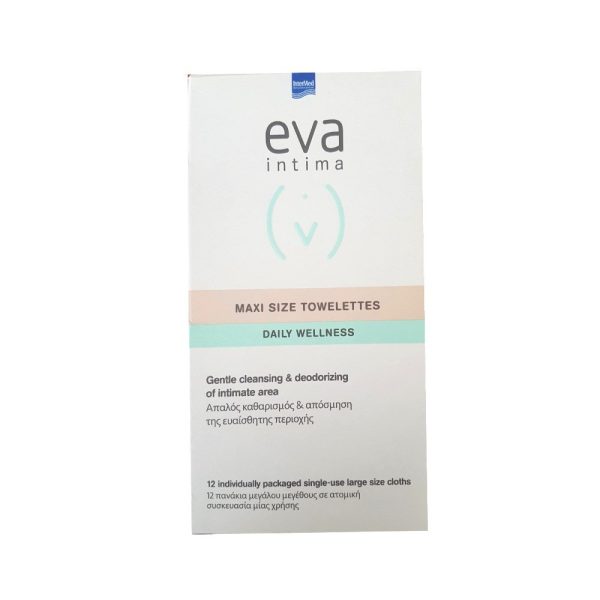 Intermed Eva Intima Maxi Size Towelettes 12pcs, Πανάκια Καθαρισμού & Απόσμησης της Ευαίσθητης Περιοχής σε Ατομική Συσκευασία 12τεμ