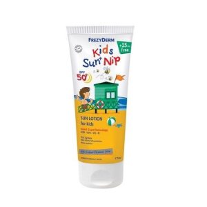 Frezyderm Kids Sun + Nip SPF50+ Παιδικό Αντιηλιακό Γαλάκτωμα για Πρόσωπο & Σώμα με Εντομοαπωθητικές Ιδιότητες, 175ml