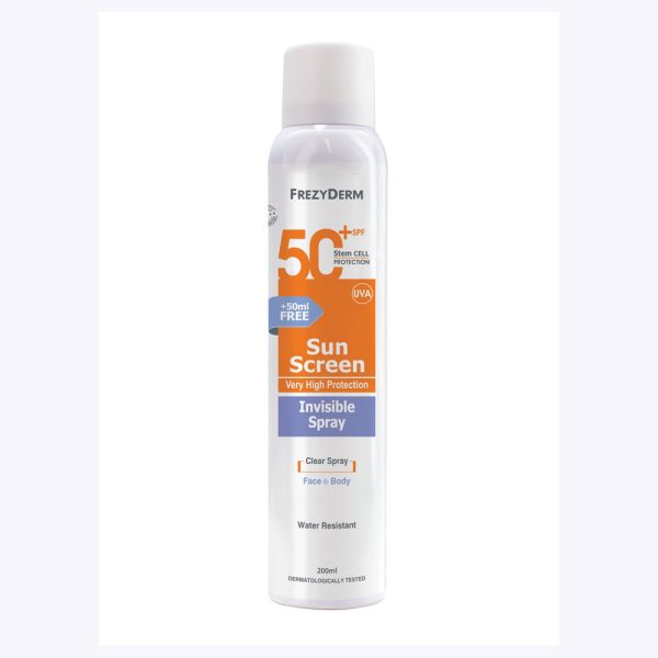 Frezyderm Sun Screen Invisible Spray for Face & Body SPF50, 200ml