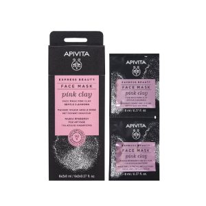 Apivita Express Beauty Μάσκα για Απαλό Καθαρισμό με Ροζ Άργιλο, 2x8ml