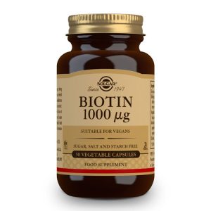 Solgar Biotin 1000μg με Βιοτίνη που Συμβάλλει στην Καλή Υγεία των Μαλλιών & του Δέρματος, 50 veg. caps