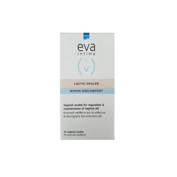 Intermed Eva Intima Lactic Ovules Minor Discomfort 10 τεμ, Κολπικά Υπόθετα για τη Ρύθμιση & Διατήρηση του Κολπικού Ph 10τεμ