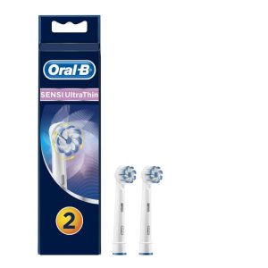 Oral B Sensi Ultra Thin Replacement Brush Heads 2τεμ, Ανταλλακτικές Κεφαλές για Ηλεκτρική Οδοντόβουρτσα για Ευαίσθητα Ούλα