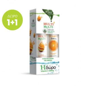 Power Health Promo Multi+Multi 24 Αναβράζοντα Δισκία Με Στέβια & Δώρο Vitamin C 500mg