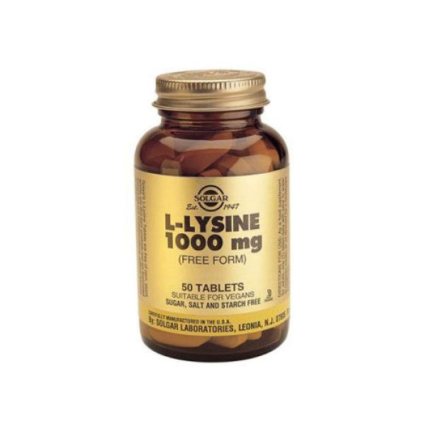 Solgar L-Lysine 1000mg, Συμβάλει στην Πρόληψη του Απλού Ερπη, 50 tabs