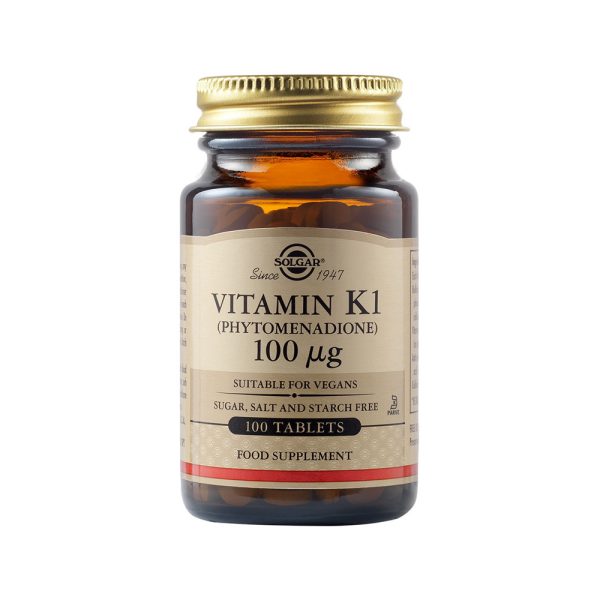 Solgar Vitamin K1 (Phytonadione) Λιποδιαλυτή Βιταμίνη Μορφής Κ1 100 ταμπλέτες