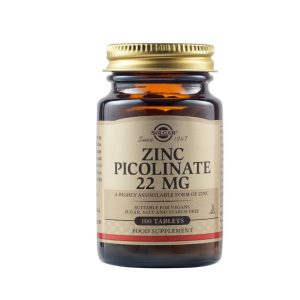Solgar Zinc Picolinate 22mg, για Τόνωση του Ανοσοποιητικού και της Αναπαραγωγικής Υγείας, 100 tabs
