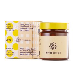 Symbeeosis Greek Organic Honey Product & Ginger 280gr, Ελληνικό Βιολογικό Μέλι με Ξηρό Εκχύλισμα Ginger για Καλή Πέψη & Ανακούφιση από Στομαχικές Ενοχλήσεις
