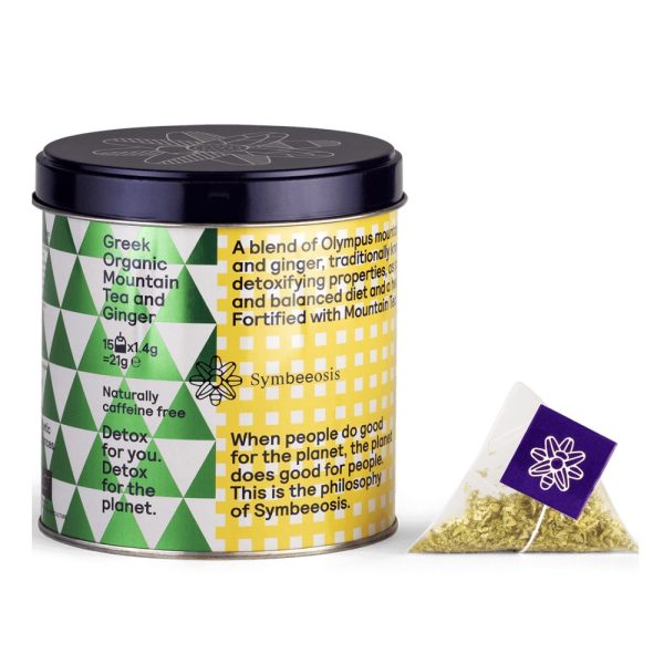 Symbeeosis Greek Organic Mountain Tea & Ginger 19.5gr, Βιολογικό Τσάι του Βουνού & Τζίντζερ για την Καλή Λειτουργία του Πεπτικού Συστήματος