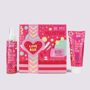 Aloe+Colors Be my Velvetine! SPARKLING Gift Box - Sparkling Hair & Body Mist 100ml & Sparkling Body Lotion 100ml